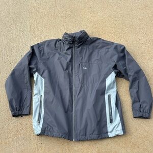 Retro Champion Jacket in Grey With Zipper retractable hood Size Large
